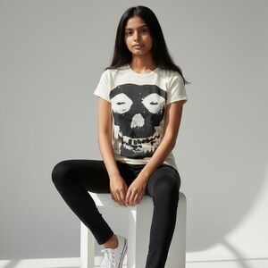 Y2K Misfits White with Cream Stripes T Shirt